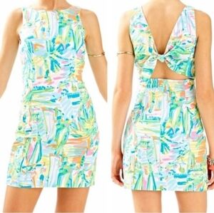 Lilly Pulitzer Courtney Backless Tie Floral Lined Built-in-bra Dress Sz 2